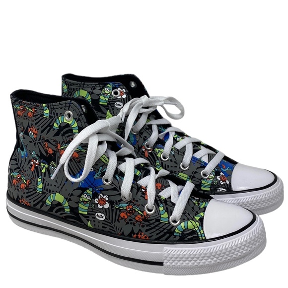 Converse Chuck Taylor Canvas Hightops Black/Lime/Insects print! Women Sz 8! - Picture 2 of 10